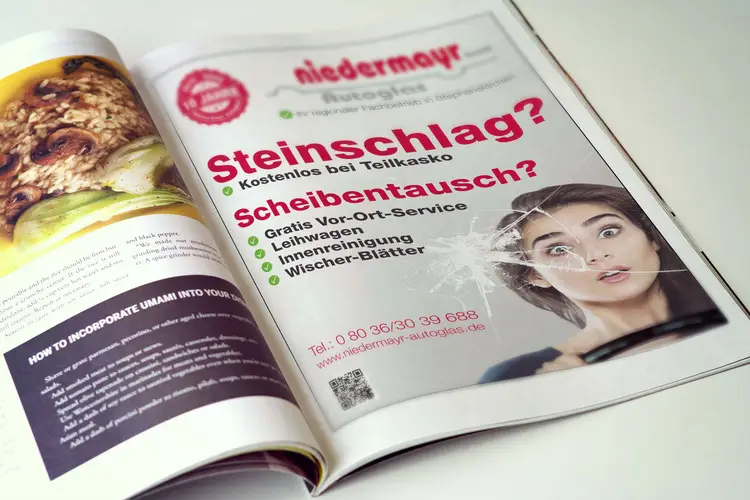 Niedermayr Autoglas Grafikdesign Werbeanzeige