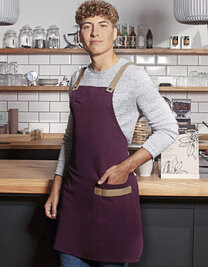 Latzschürze Urban-Look mit Kreuzbändern und Tasche
