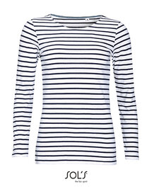 Women´s Long Sleeve Striped T-Shirt Marine (Hover)