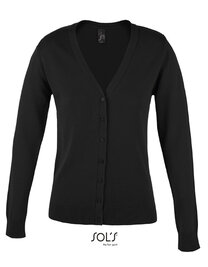 Women´s Golden V-Neck Knitted Cardigan (Hover)