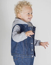 Denim Jacket With Fleece Hood And Sleeves