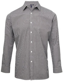 Men´s Microcheck (Gingham) Long Sleeve Cotton Shirt (Hover)