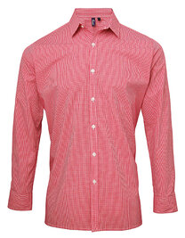 Men´s Microcheck (Gingham) Long Sleeve Cotton Shirt (Hover)