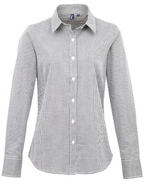 Women´s Microcheck (Gingham) Long Sleeve Cotton Shirt (Hover)