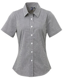 Women´s Microcheck (Gingham) Short Sleeve Cotton Shirt (Hover)