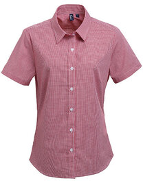 Women´s Microcheck (Gingham) Short Sleeve Cotton Shirt (Hover)