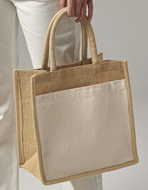 Cotton Pocket Natural Starched Jute Midi Bag