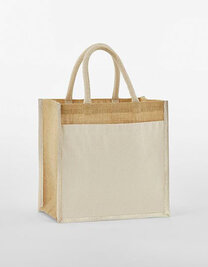 Cotton Pocket Natural Starched Jute Midi Bag (Hover)