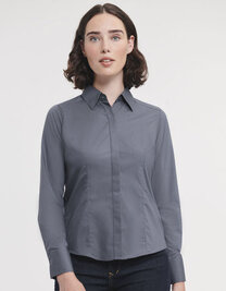 Ladies' Long Sleeve Fitted Polycotton Poplin Shirt