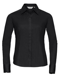 Ladies' Long Sleeve Fitted Polycotton Poplin Shirt (Hover)