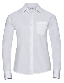 Ladies' Long Sleeve Classic Pure Cotton Poplin Shirt (Hover)