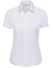 Ladies' Short Sleeve Tailored Herringbone Shirt (Hover)