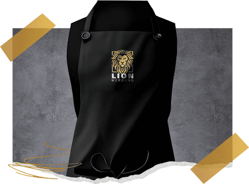 Schürzen bedruckt mit Wunschmotiv von Lion Werbe GmbH – ideal für Gastronomie, Events und als Geschenk.