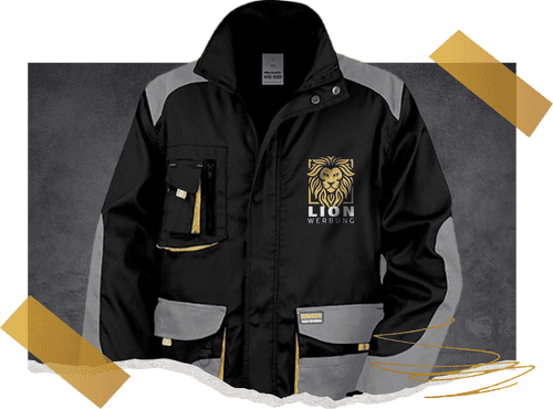 Arbeitskleidung mit professionellem Druck von Lion Werbe GmbH – robust, individuell und werbewirksam.