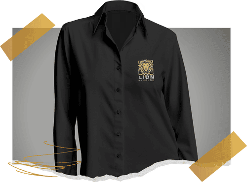 Business-Hemden mit präziser Stickerei von Lion Werbe GmbH, ideal für Firmenkleidung.