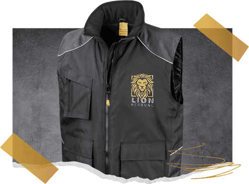 Arbeitskleidung mit präziser Stickerei von Lion Werbe GmbH, robust und individuell gestaltet.